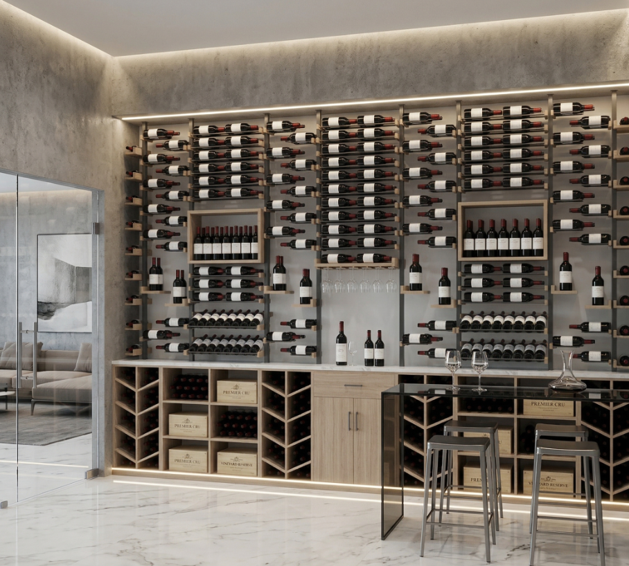 Millesime Full Mounted Wine Wall Cellar that is Glass Enclosed