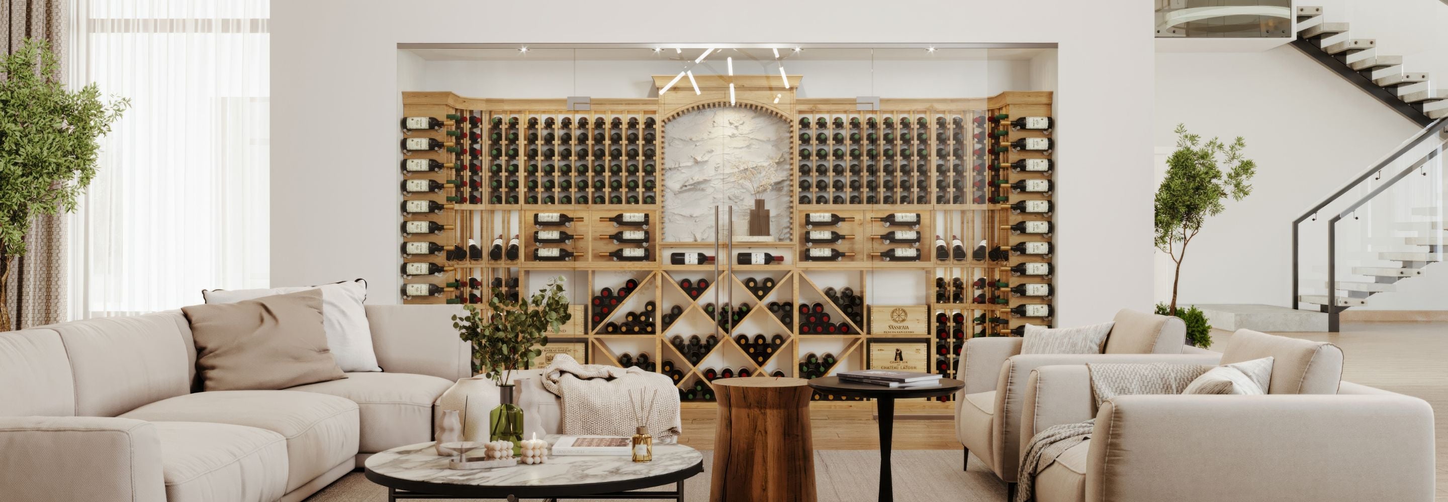 Modern Light Color Interior Home with a Wine Cellar Design