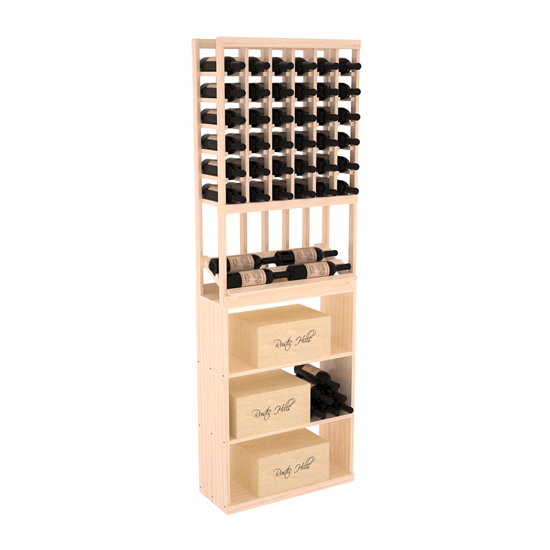 6 Column Side Display Wine Rack W  Case Bin Combo 