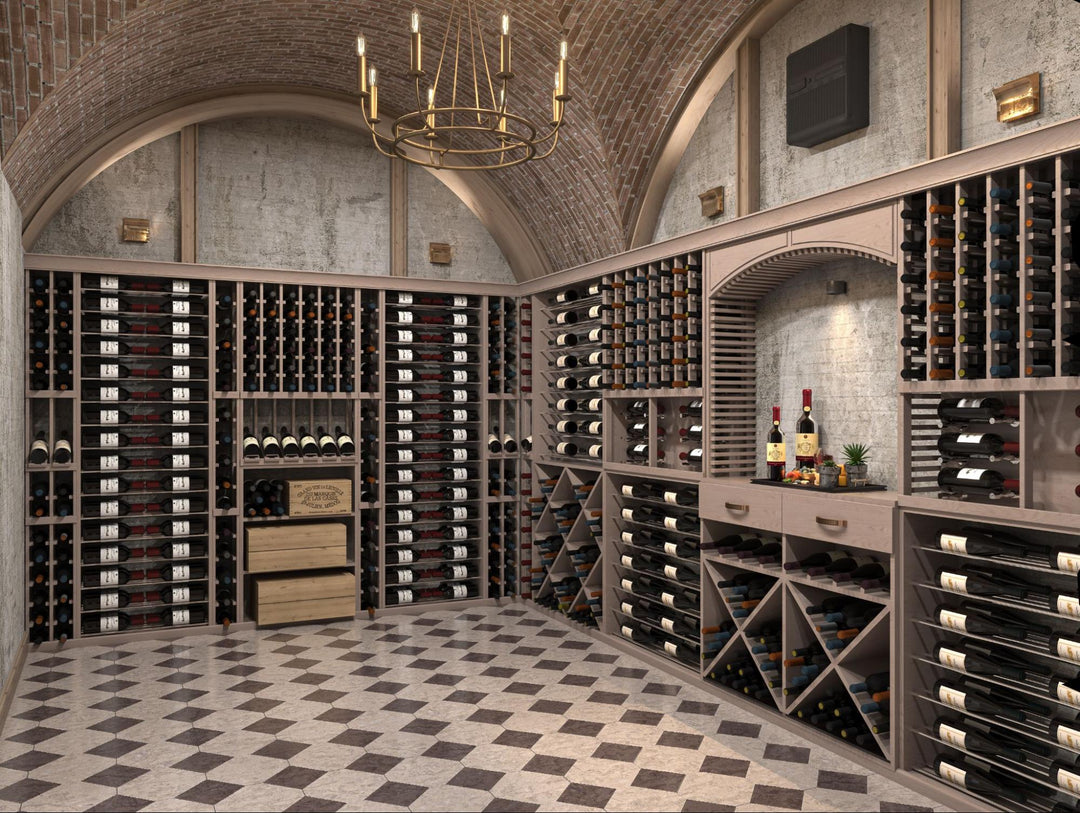 Large Basement Wine Cellar Storage with a Large Cooling System and Diamond Flooring