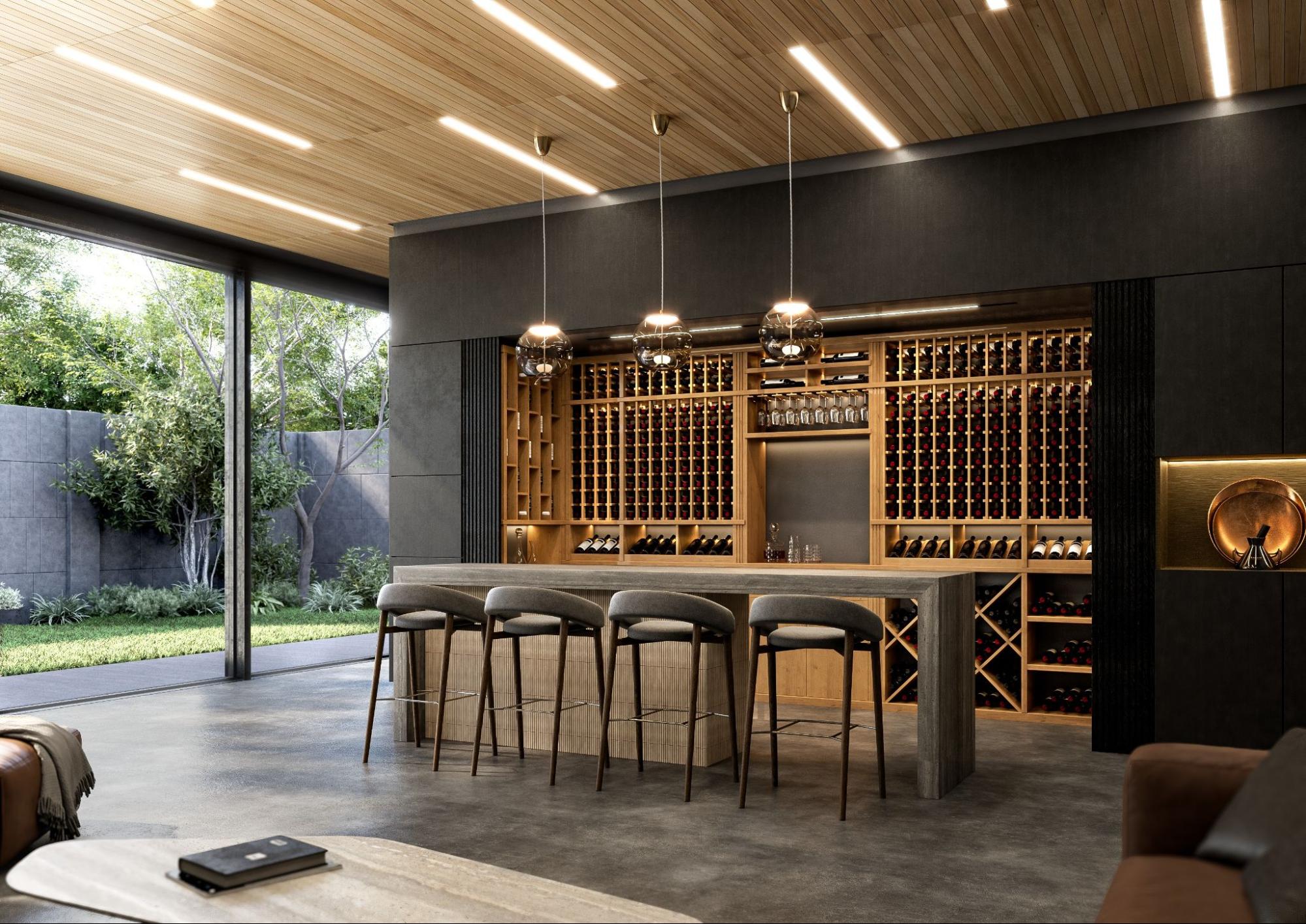 Wine Racks America Home Bar and Beverage Collection Installed in a Residential Home