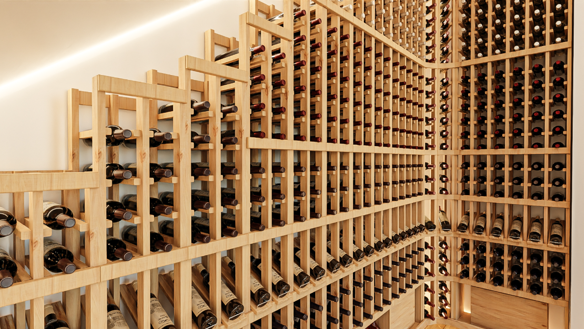 Wood Waterfall Wine Racks by Wine Racks America