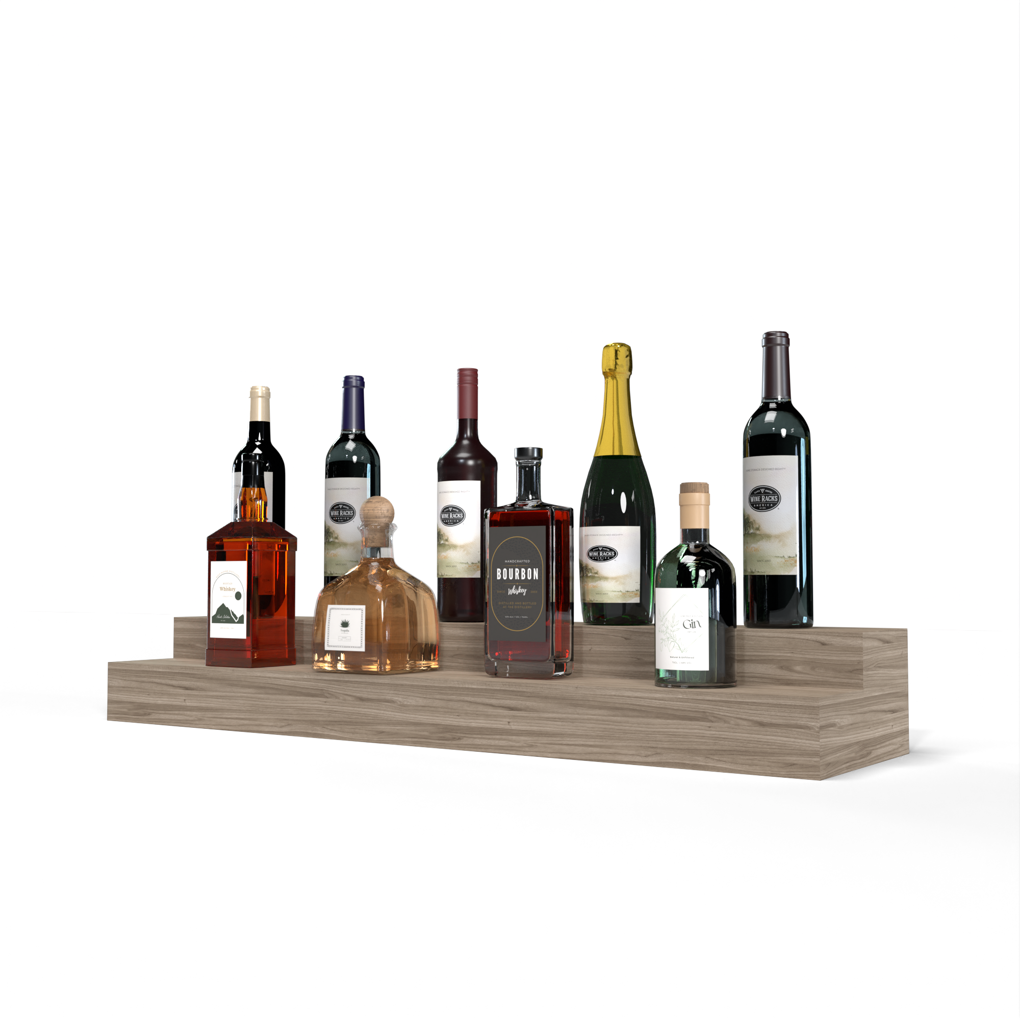 Liquor Riser, 2 Riser 8 Column in Walnut Unstained without WineSafe™ Satin Sealant