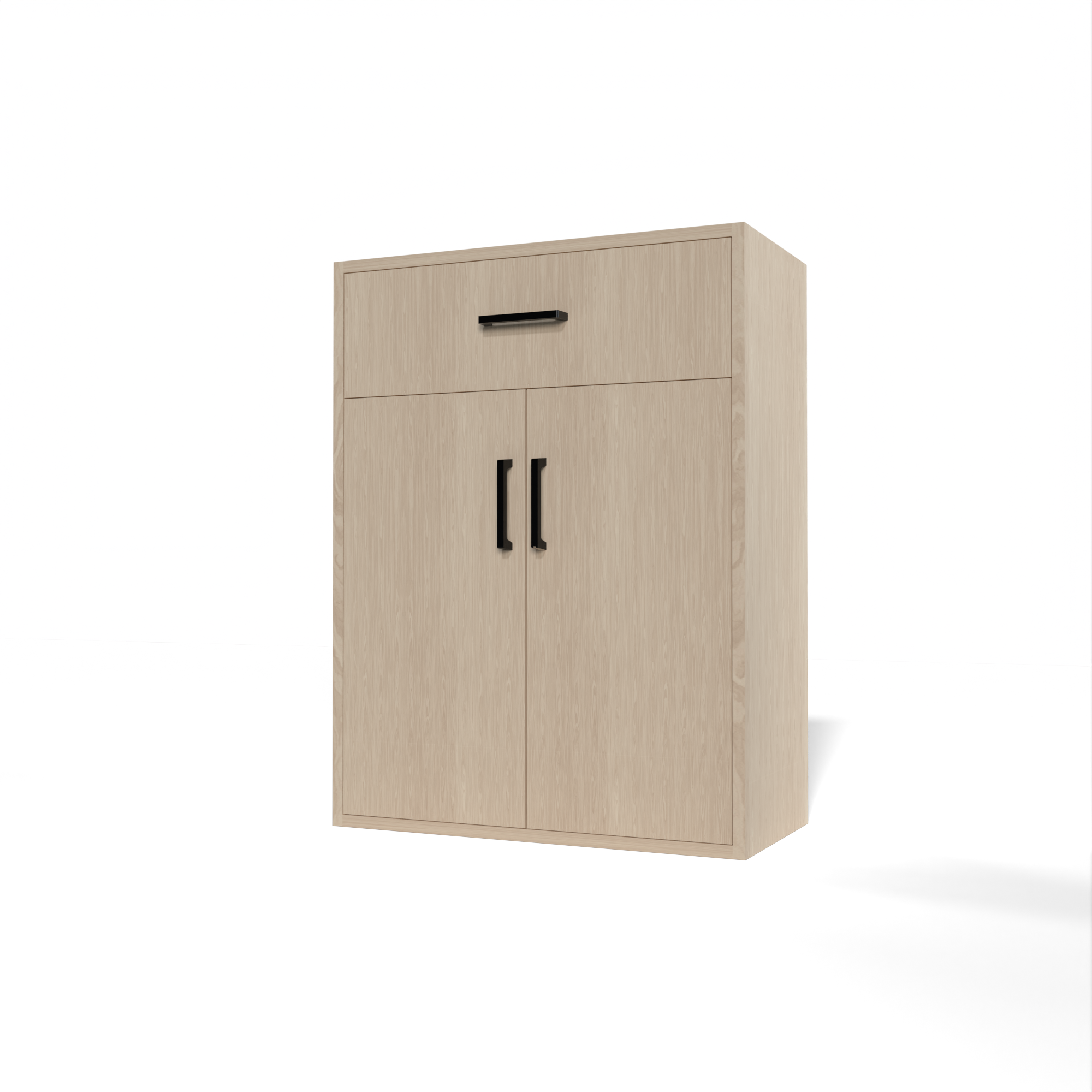 GrandCellar™ - 6 Column Full-Depth Wine & Liquor Cabinet - Black Handle Pulls in White Oak Unstained without WineSafe™ Satin Sealant