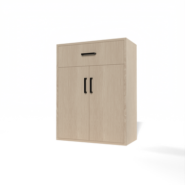 GrandCellar™ - 6 Column Full-Depth Wine & Liquor Cabinet - Black Handle Pulls in White Oak Unstained without WineSafe™ Satin Sealant