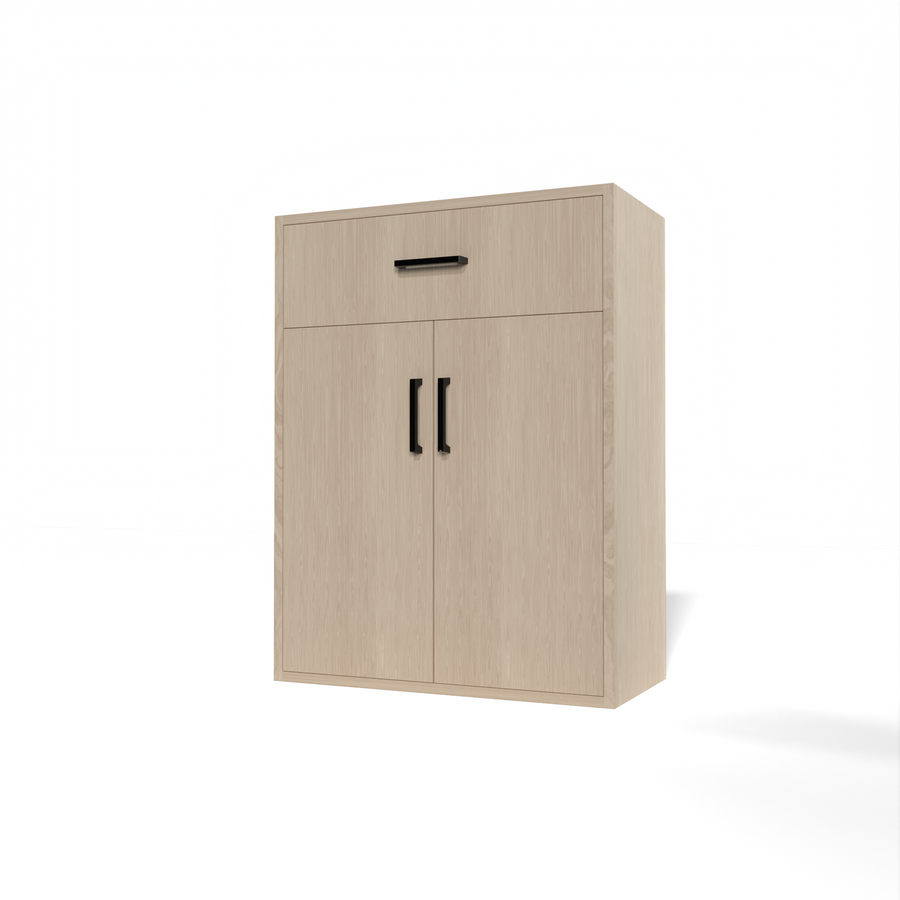 GrandCellar™ - 6 Column Full-Depth Wine & Liquor Cabinet - Black Handle Pulls