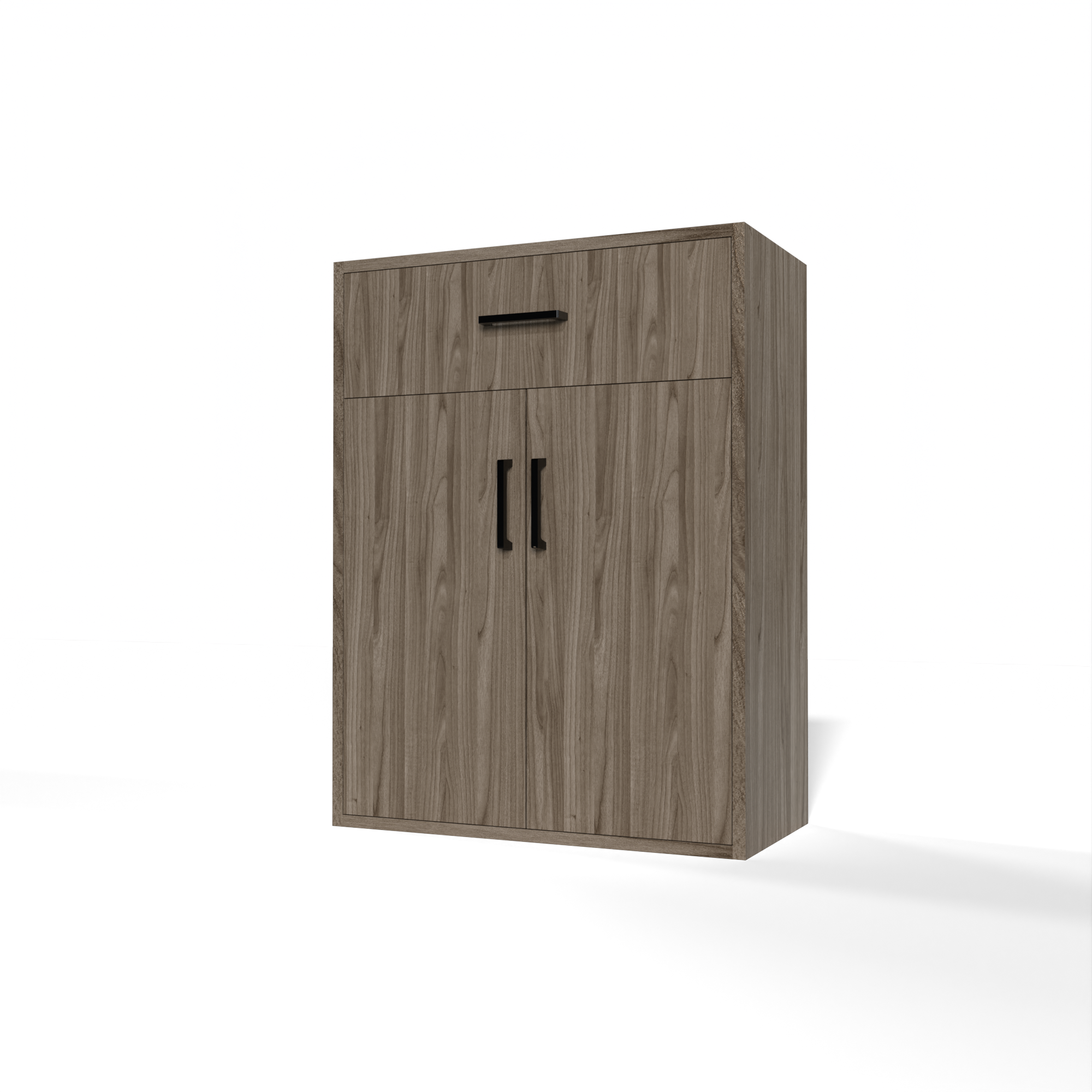 GrandCellar™ - 6 Column Full-Depth Wine & Liquor Cabinet - Black Handle Pulls in Walnut Unstained with WineSafe™ Satin Sealant