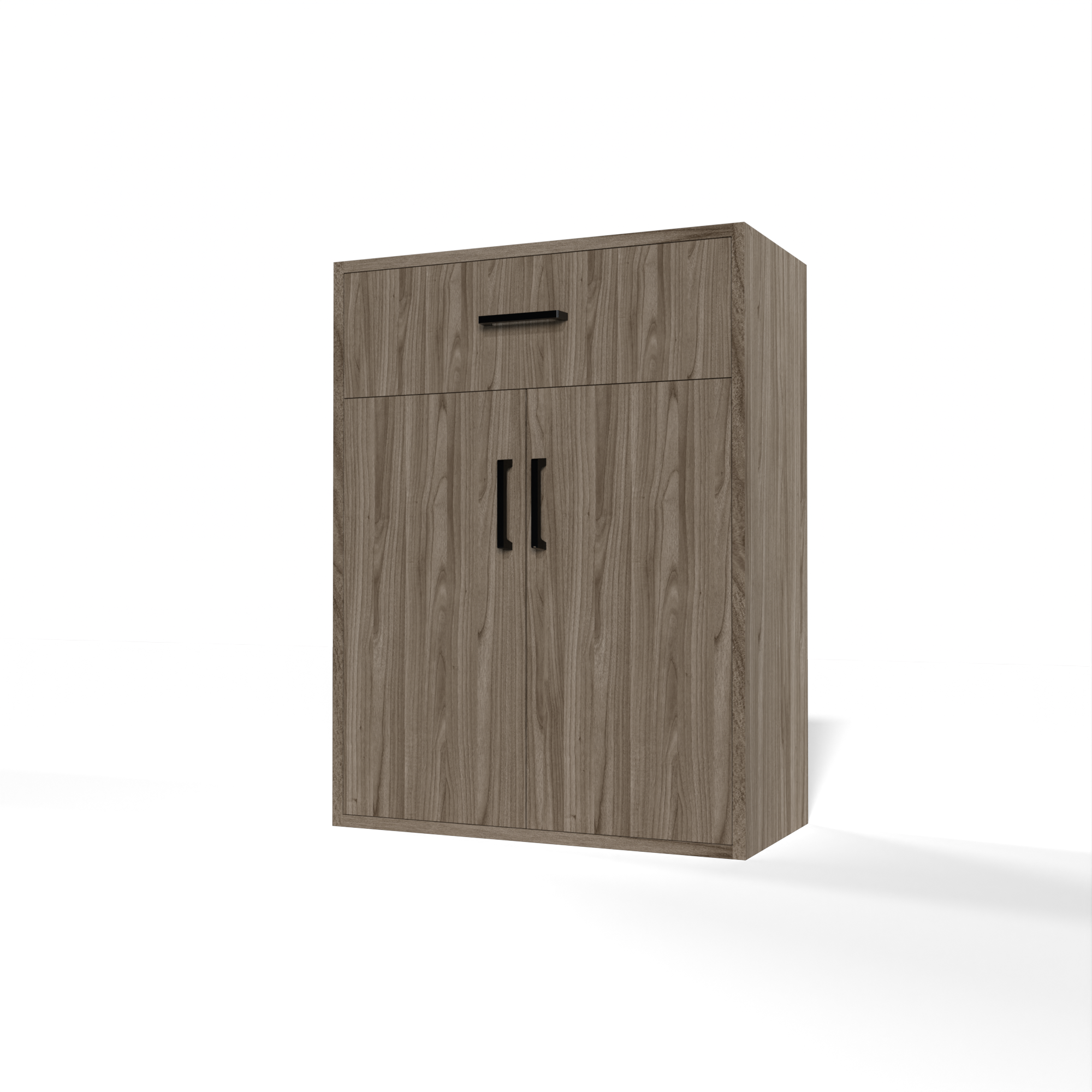 GrandCellar™ - 6 Column Full-Depth Wine & Liquor Cabinet - Black Handle Pulls in Walnut Unstained without WineSafe™ Satin Sealant