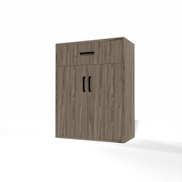 GrandCellar™ - 6 Column Full-Depth Wine & Liquor Cabinet - Black Handle Pulls in Walnut Unstained without WineSafe™ Satin Sealant