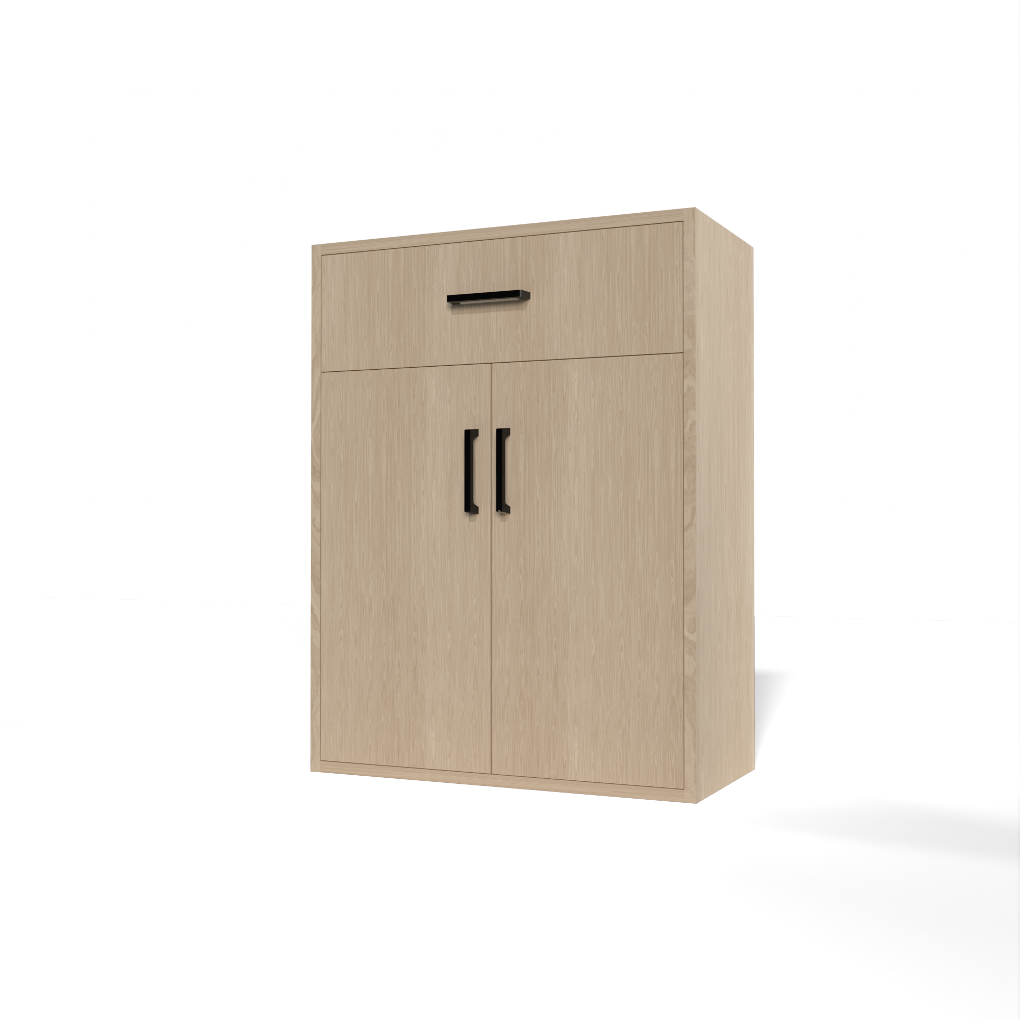 GrandCellar™ - 6 Column Full-Depth Wine & Liquor Cabinet - Black Handle Pulls in White Oak Unstained with WineSafe™ Satin Sealant