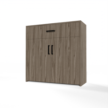 GrandCellar™ - 8 Column Full-Depth Wine & Liquor Cabinet - Black Handle Pulls in Walnut Unstained without WineSafe™ Satin Sealant