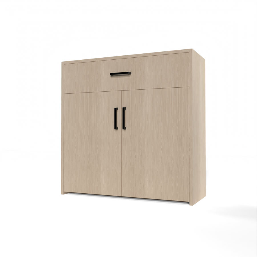 GrandCellar™ - 8 Column Full-Depth Wine & Liquor Cabinet - Black Handle Pulls