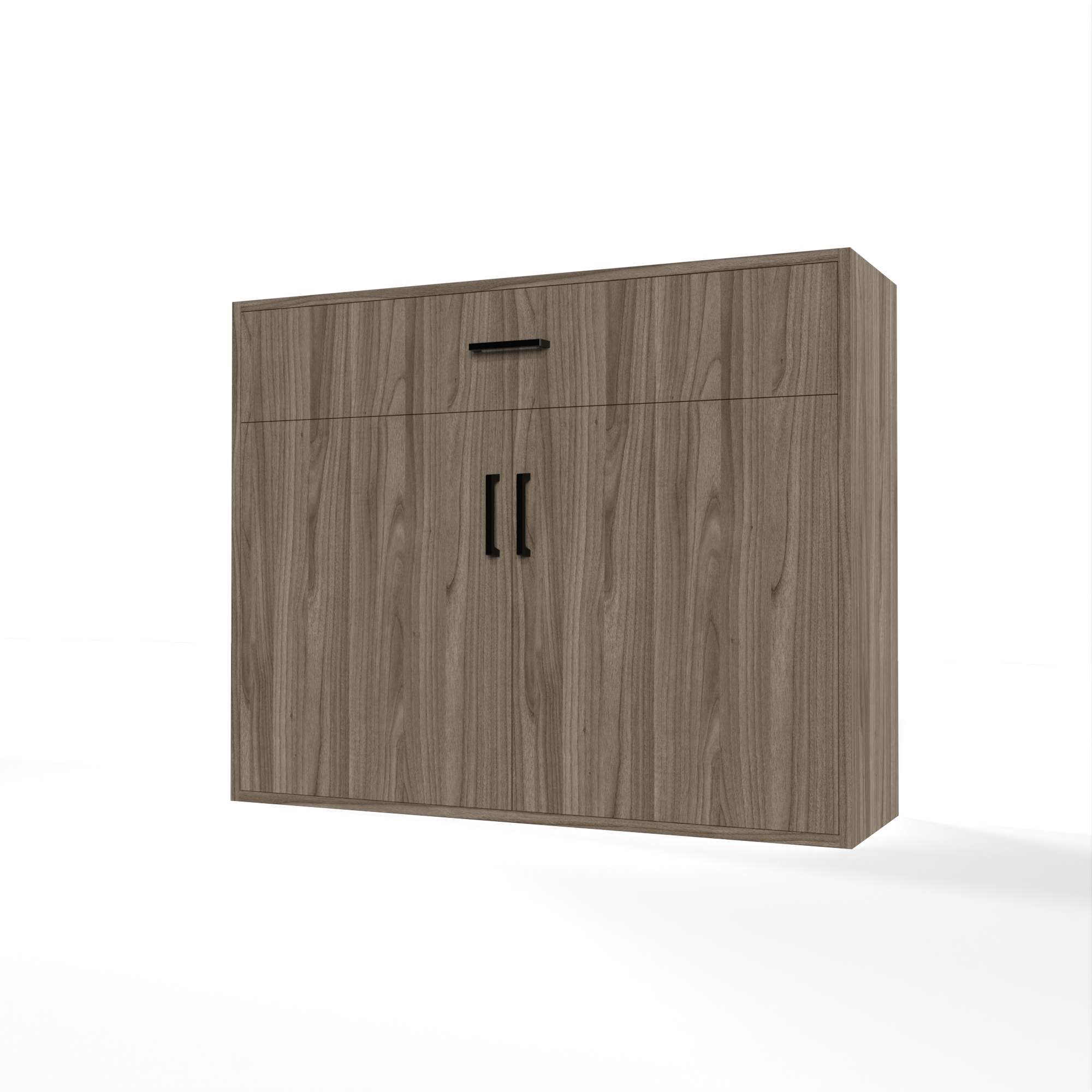 GrandCellar™ - 10 Column Full-Depth Wine & Liquor Cabinet - Black Handle Pulls in Walnut Unstained without WineSafe™ Satin Sealant