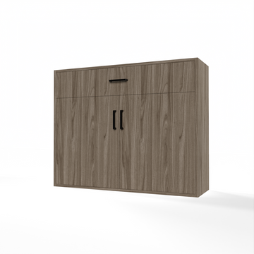 GrandCellar™ - 10 Column Full-Depth Wine & Liquor Cabinet - Black Handle Pulls in Walnut Unstained without WineSafe™ Satin Sealant