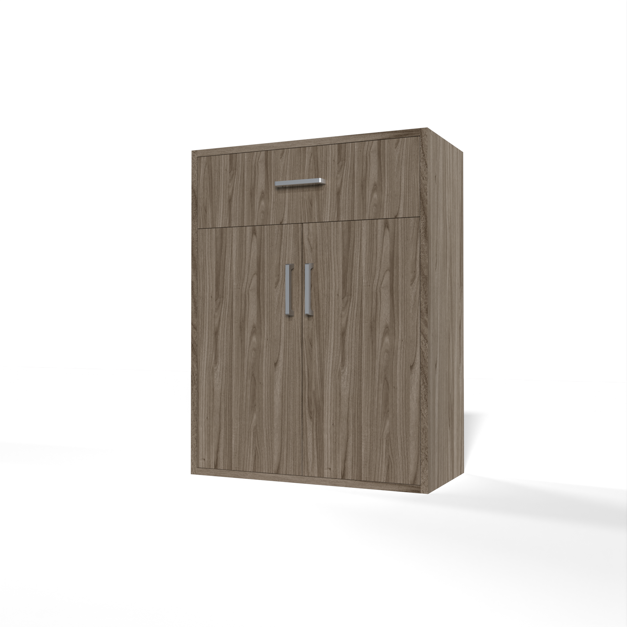 GrandCellar™ - 6 Column Full-Depth Wine & Liquor Cabinet, Silver Handle Pulls in Walnut Unstained without WineSafe™ Satin Sealant