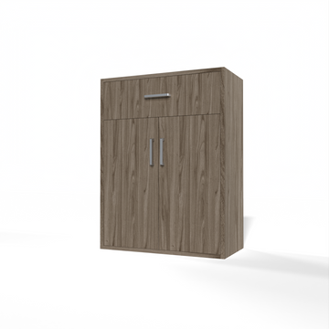 GrandCellar™ - 6 Column Full-Depth Wine & Liquor Cabinet, Silver Handle Pulls in Walnut Unstained without WineSafe™ Satin Sealant