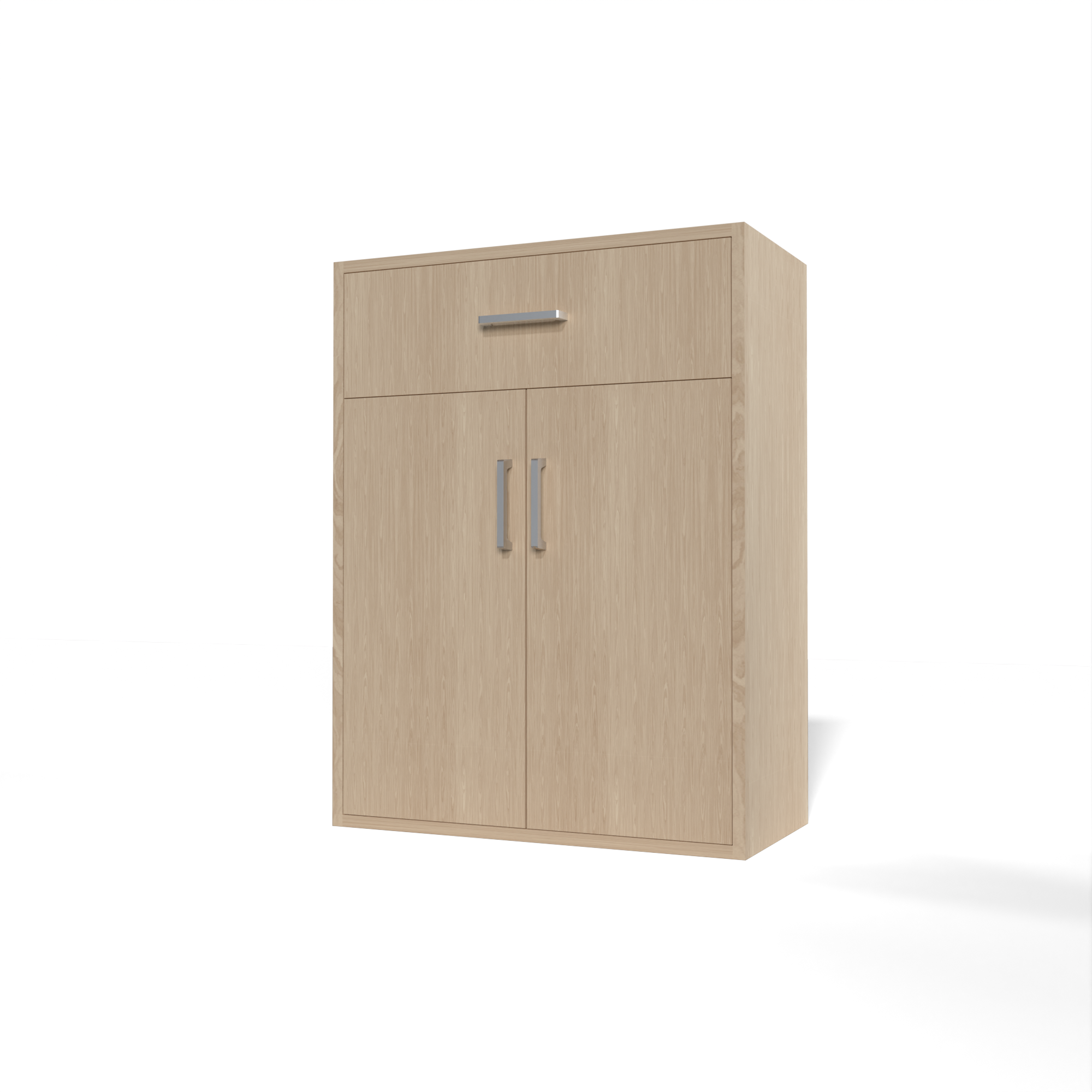 GrandCellar™ - 6 Column Full-Depth Wine & Liquor Cabinet, Silver Handle Pulls in White Oak Unstained with WineSafe™ Satin Sealant