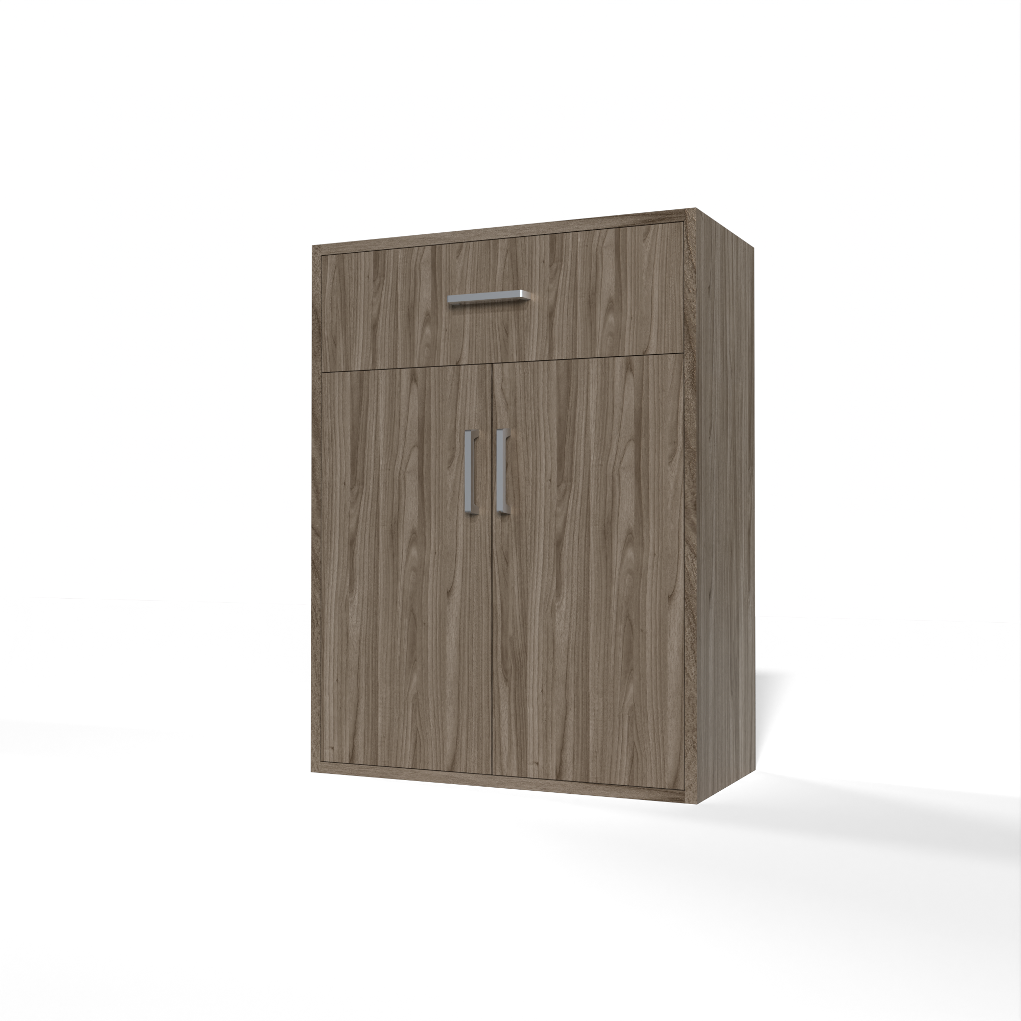 GrandCellar™ - 6 Column Full-Depth Wine & Liquor Cabinet, Silver Handle Pulls in Walnut Unstained with WineSafe™ Satin Sealant