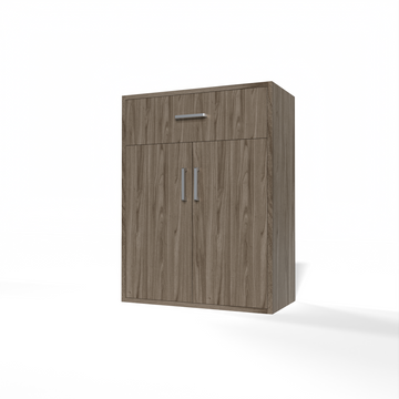 GrandCellar™ - 6 Column Full-Depth Wine & Liquor Cabinet, Silver Handle Pulls in Walnut Unstained with WineSafe™ Satin Sealant