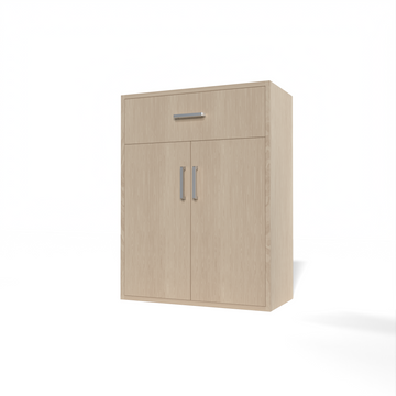 GrandCellar™ - 6 Column Full-Depth Wine & Liquor Cabinet, Silver Handle Pulls in White Oak Unstained without WineSafe™ Satin Sealant