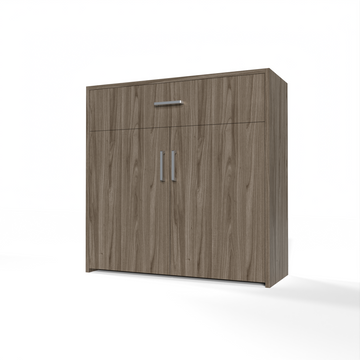 GrandCellar™ - 8 Column Full-Depth Wine & Liquor Cabinet, Silver Handle Pulls in Walnut Unstained with WineSafe™ Satin Sealant