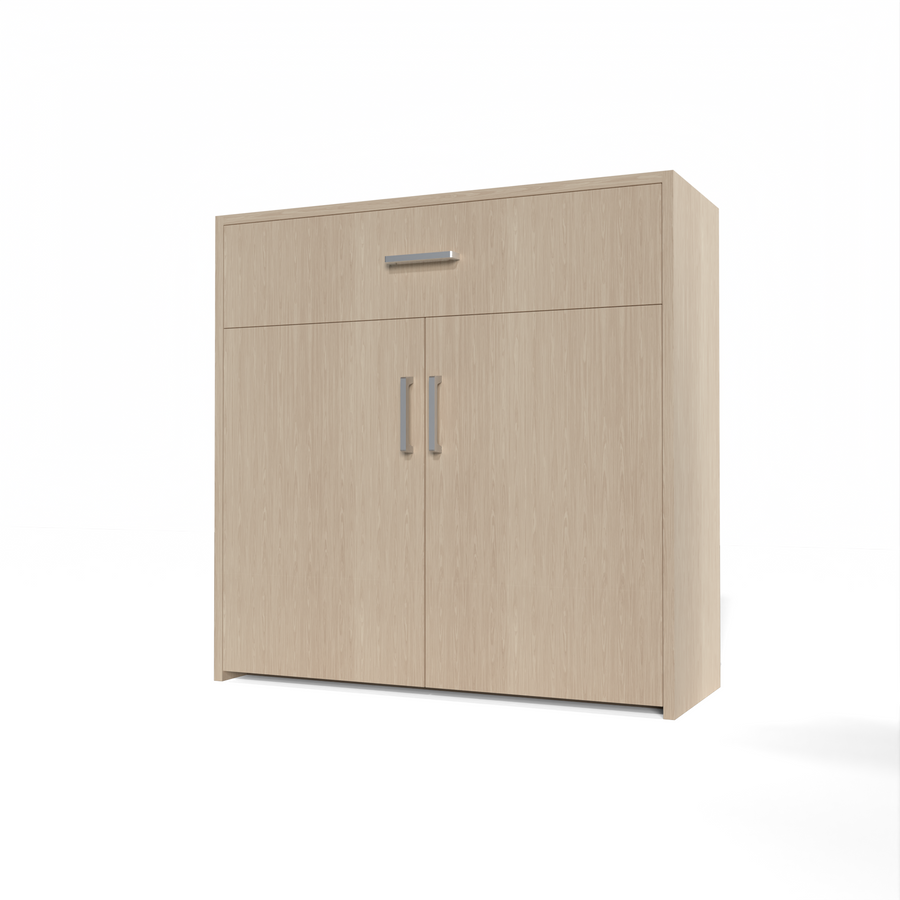 GrandCellar™ - 8 Column Full-Depth Wine & Liquor Cabinet, Silver Handle Pulls