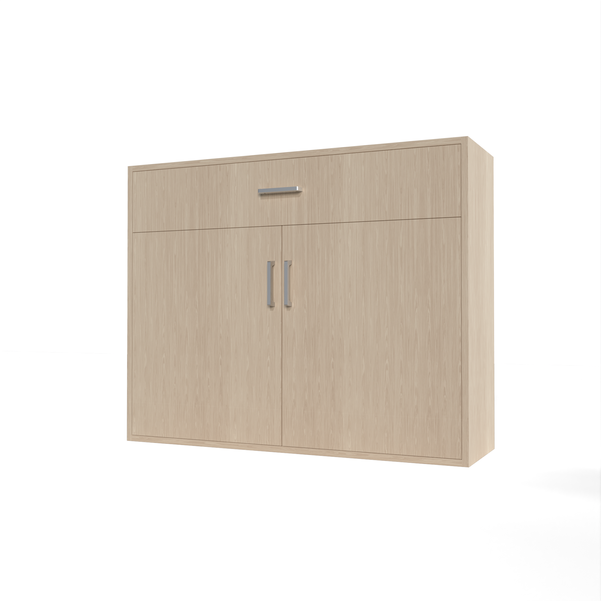 GrandCellar™ - 10 Column Full-Depth Wine & Liquor Cabinet, Silver Handle Pulls in White Oak Unstained without WineSafe™ Satin Sealant