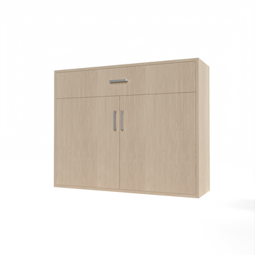 GrandCellar™ - 10 Column Full-Depth Wine & Liquor Cabinet, Silver Handle Pulls in White Oak Unstained without WineSafe™ Satin Sealant