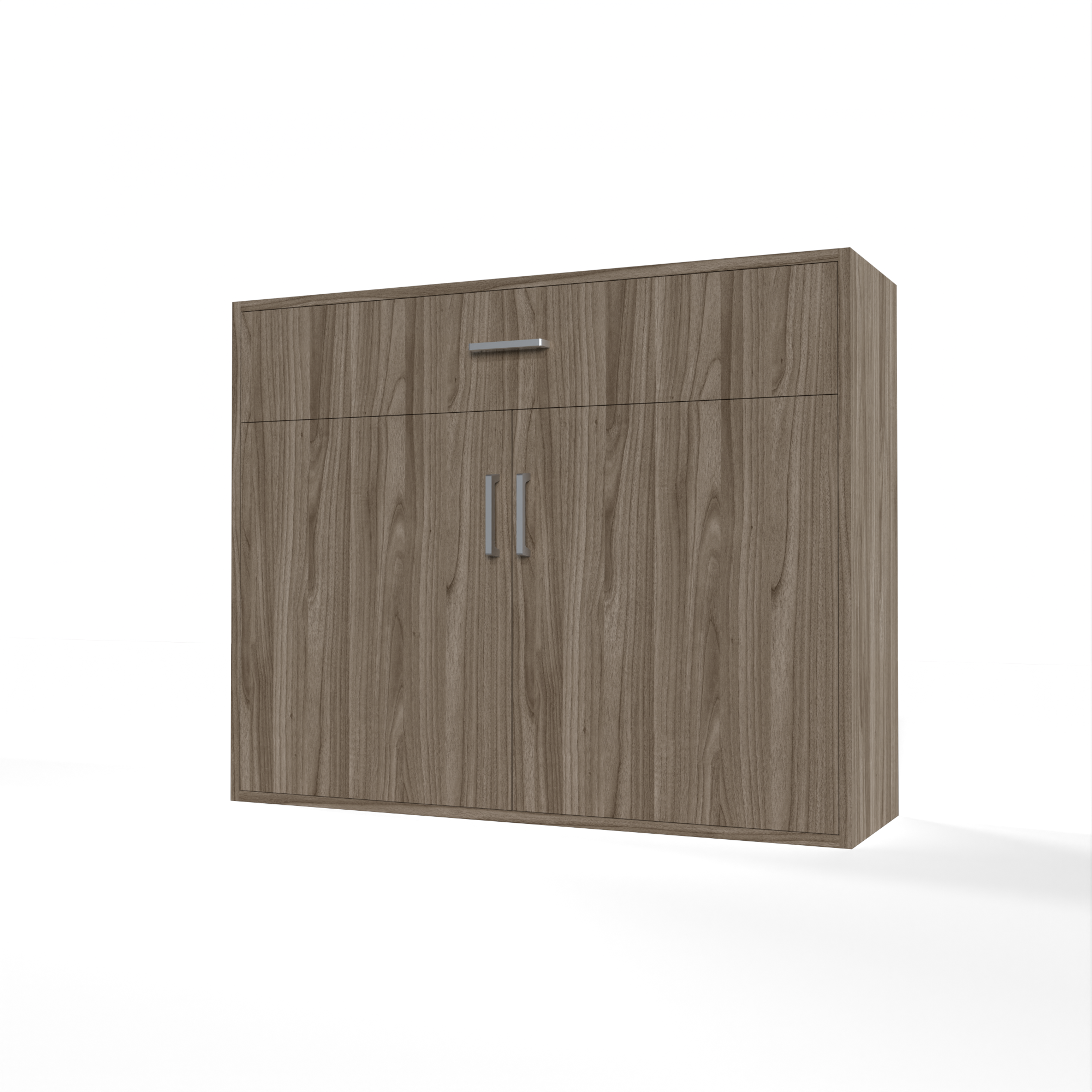 GrandCellar™ - 10 Column Full-Depth Wine & Liquor Cabinet, Silver Handle Pulls in Walnut Unstained without WineSafe™ Satin Sealant