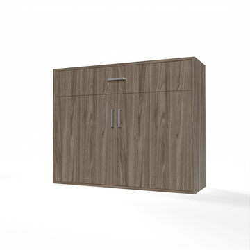 GrandCellar™ - 10 Column Full-Depth Wine & Liquor Cabinet, Silver Handle Pulls in Walnut Unstained with WineSafe™ Satin Sealant