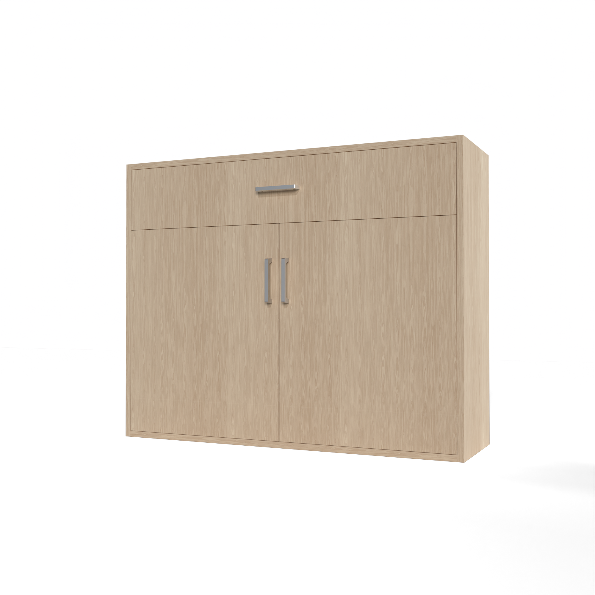 GrandCellar™ - 10 Column Full-Depth Wine & Liquor Cabinet, Silver Handle Pulls in White Oak Unstained with WineSafe™ Satin Sealant