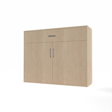 GrandCellar™ - 10 Column Full-Depth Wine & Liquor Cabinet, Silver Handle Pulls in White Oak Unstained with WineSafe™ Satin Sealant