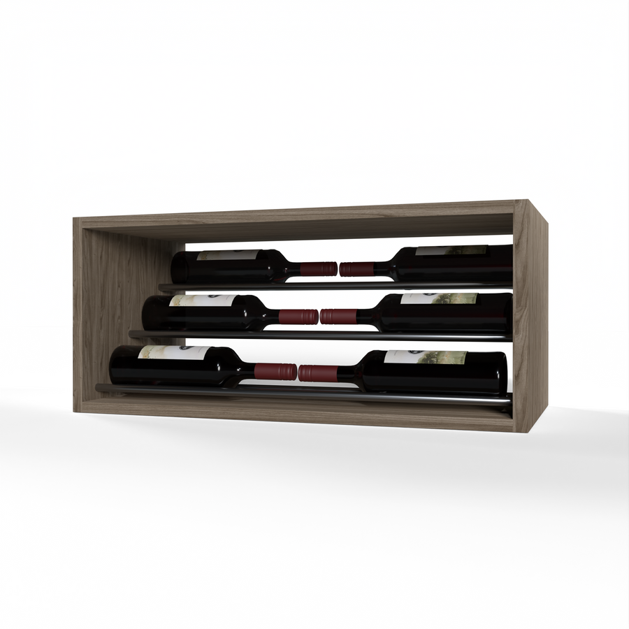 GrandCellar™ - 6 Column Waterfall Label-Forward Wine Display - 12" - Gold Rods