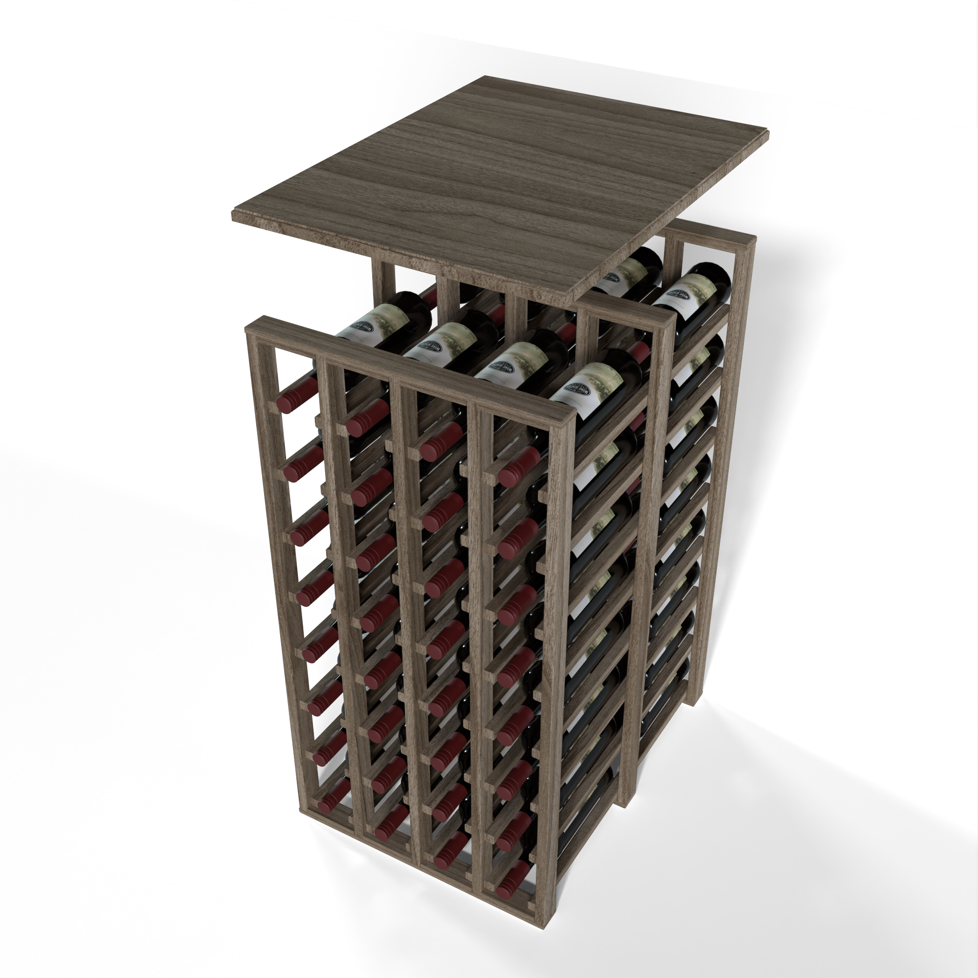 GrandCellar™ - 4 Column Full-Depth Double Deep Solid Top in Walnut Unstained without WineSafe™ Satin Sealant