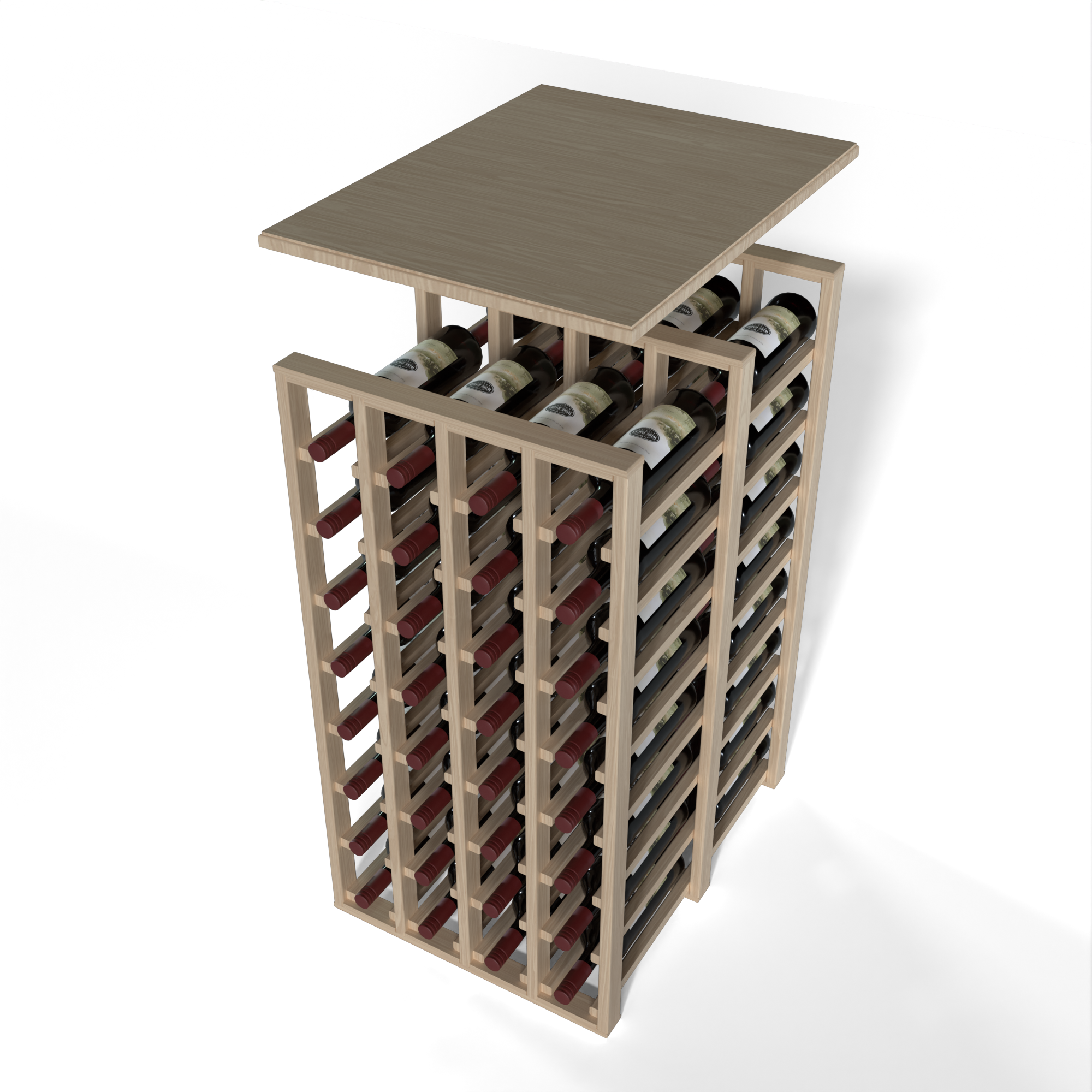 GrandCellar™ - 4 Column Full-Depth Double Deep Solid Top in White Oak Unstained with WineSafe™ Satin Sealant