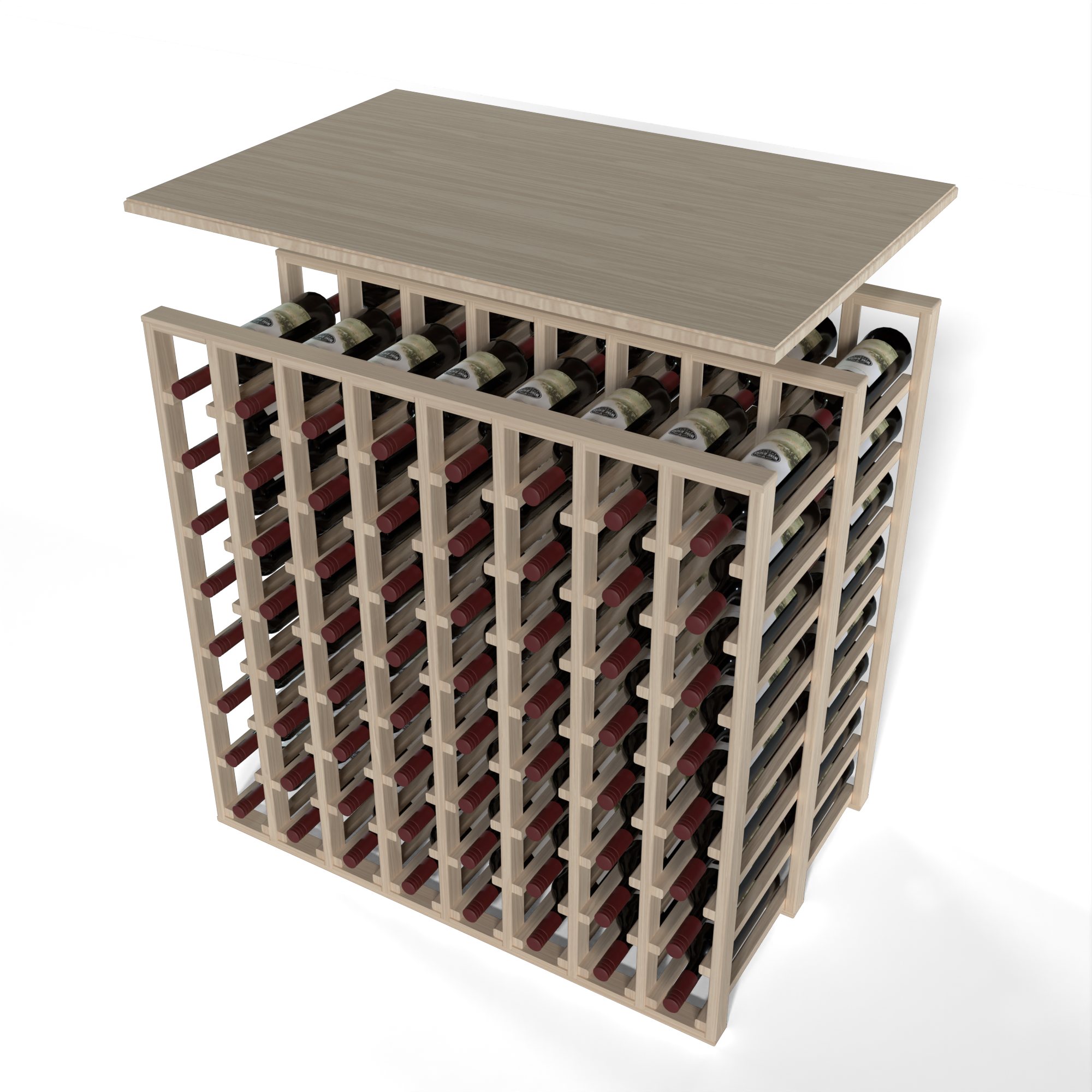 GrandCellar™ - 8 Column Full-Depth Double Deep Solid Top in White Oak Unstained without WineSafe™ Satin Sealant