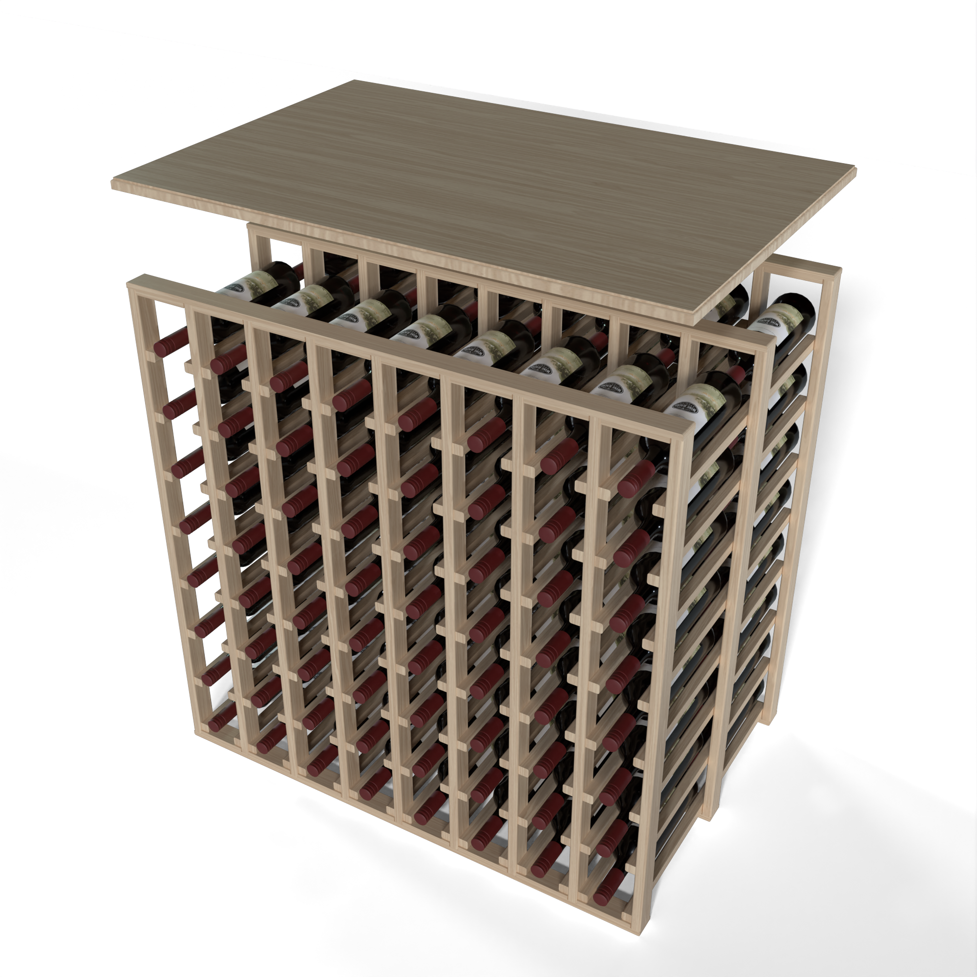 GrandCellar™ - 8 Column Full-Depth Double Deep Solid Top in White Oak Unstained with WineSafe™ Satin Sealant