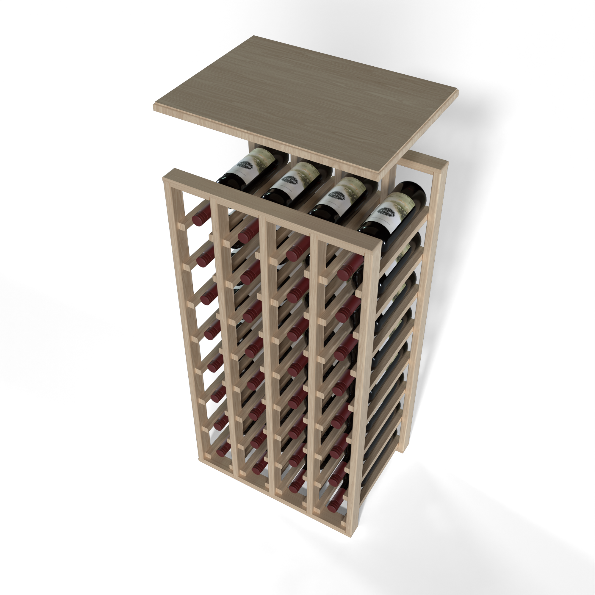 GrandCellar™ - 4 Column Full-Depth Solid Top in White Oak Unstained with WineSafe™ Satin Sealant