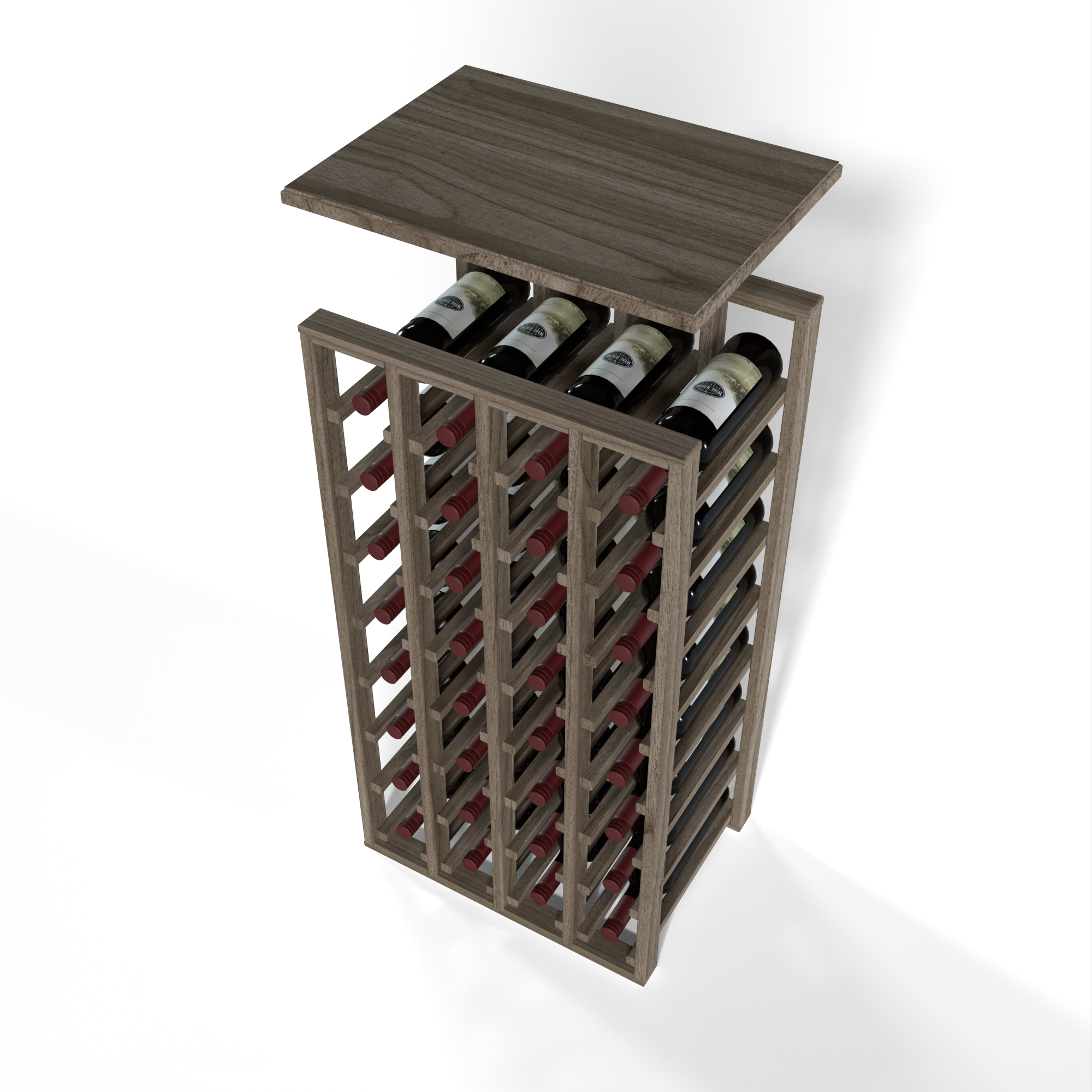 GrandCellar™ - 4 Column Full-Depth Solid Top in Walnut Unstained without WineSafe™ Satin Sealant
