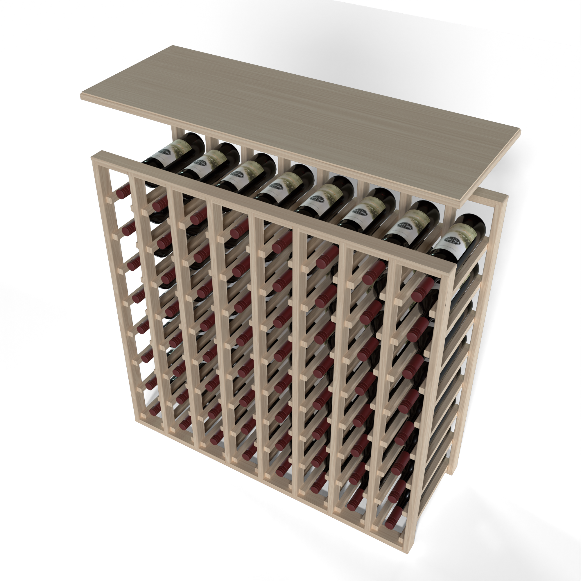 GrandCellar™ - 8 Column Full-Depth Solid Top in White Oak Unstained without WineSafe™ Satin Sealant