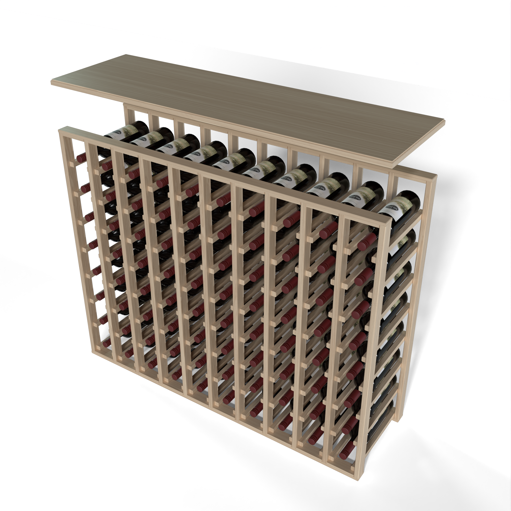 GrandCellar™ - 10 Column Full-Depth Solid Top in White Oak Unstained with WineSafe™ Satin Sealant