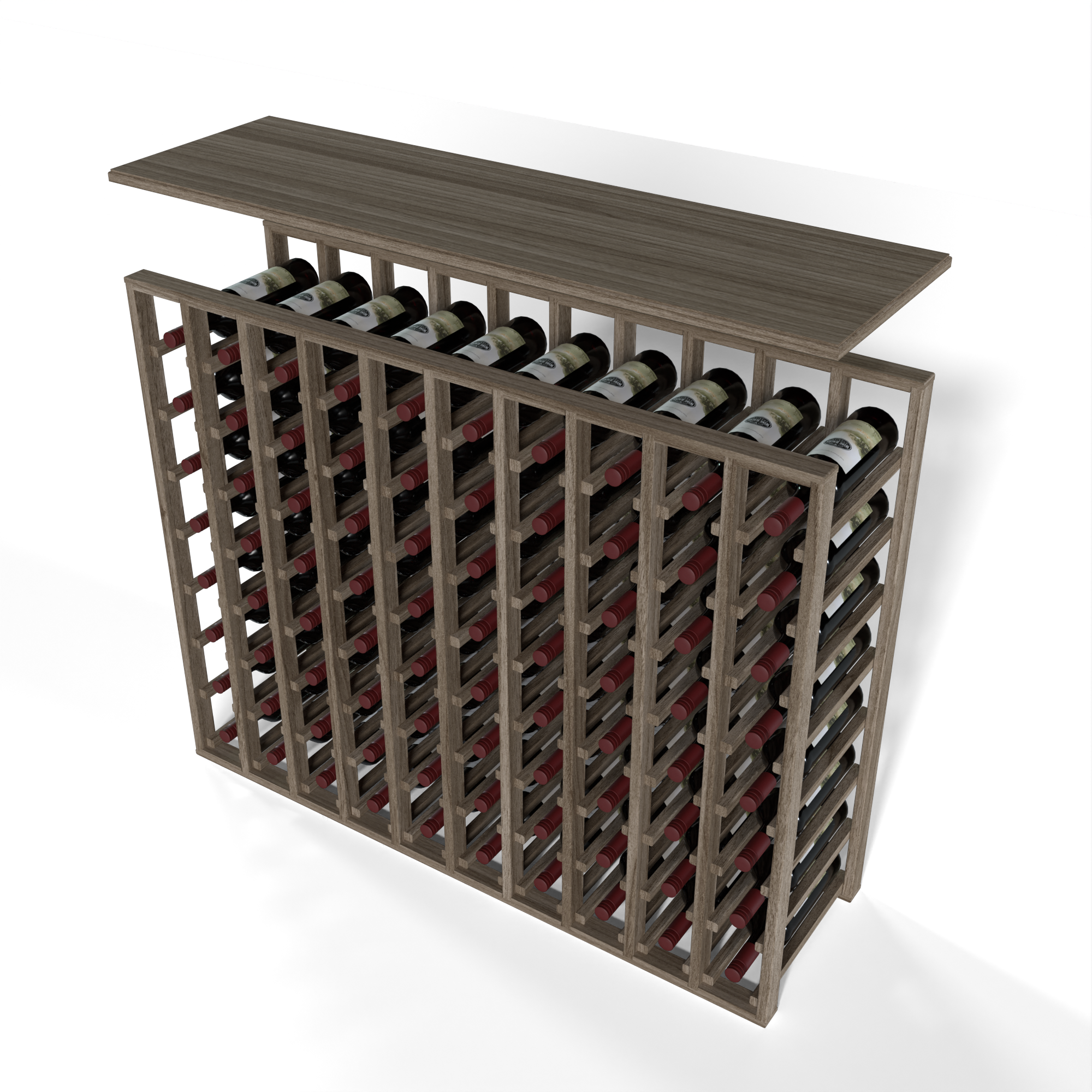 GrandCellar™ - 10 Column Full-Depth Solid Top in Walnut Unstained without WineSafe™ Satin Sealant