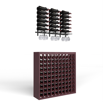 Wine Room Essentials Bundle - 100 Bottle Deluxe x W Series Racks in Matte Black Metal in Ponderosa Pine Greywash stained with WineSafe™ Satin Sealant