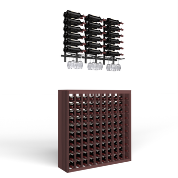 Wine Room Essentials Bundle - 100 Bottle Deluxe x W Series Racks in Matte Black Metal in Premium Redwood Greywash stained without WineSafe™ Satin Sealant