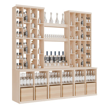 Bar & Beverage The Home Bar Display in White Oak Unstained without WineSafe™ Satin Sealant