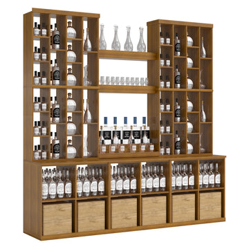 Bar & Beverage The Home Bar Display in Grand Mahogany Oak stained with WineSafe™ Satin Sealant