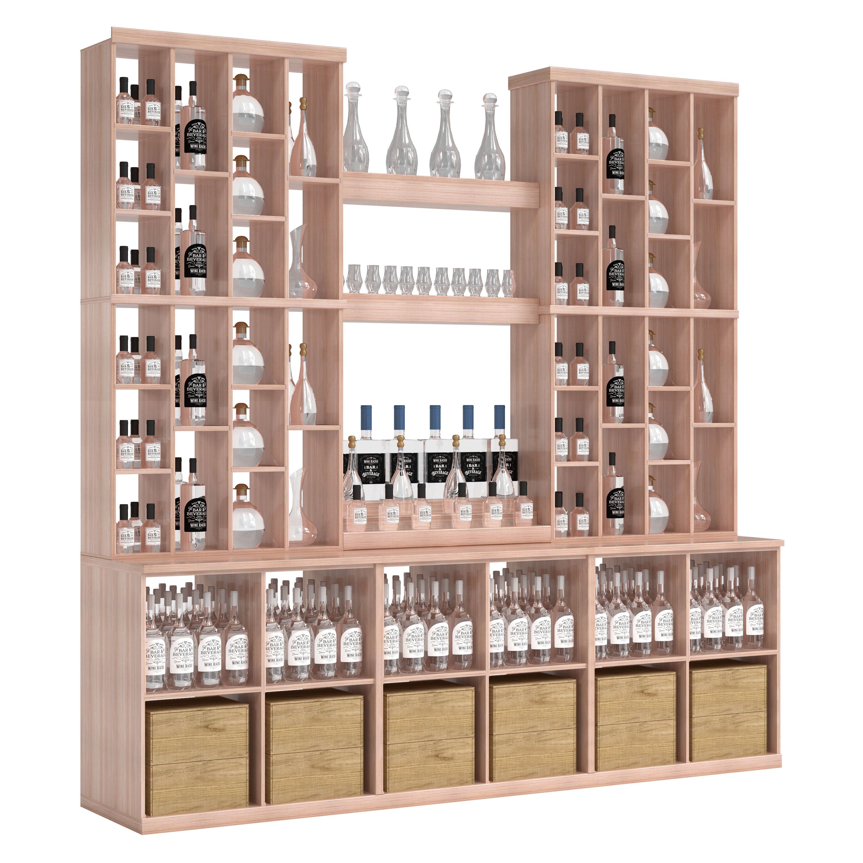 Bar & Beverage The Home Bar Display in Grand Mahogany Unstained with WineSafe™ Satin Sealant
