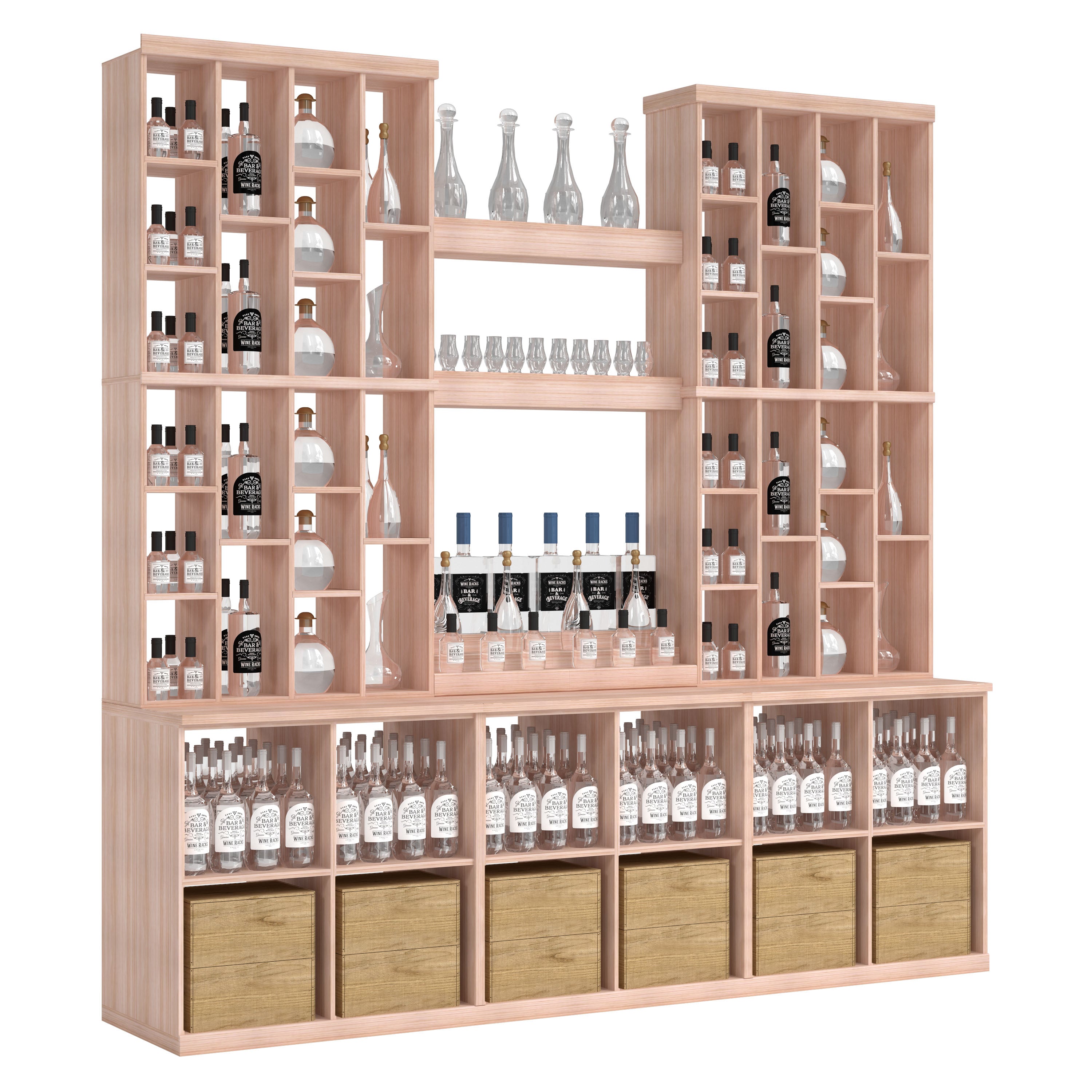 Bar & Beverage The Home Bar Display in Grand Mahogany Unstained without WineSafe™ Satin Sealant