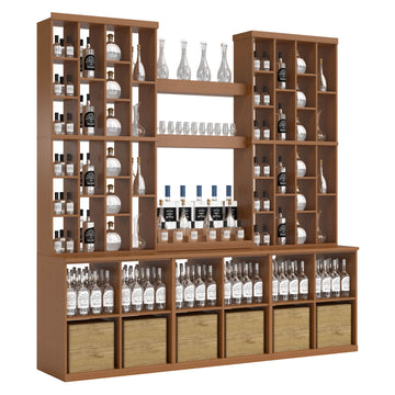 Bar & Beverage The Home Bar Display in Sapele Mahogany Unstained with WineSafe™ Satin Sealant