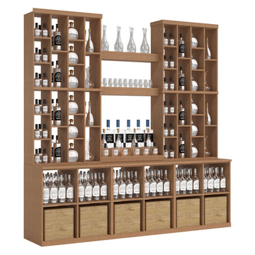 Bar & Beverage The Home Bar Display in Sapele Mahogany Unstained without WineSafe™ Satin Sealant